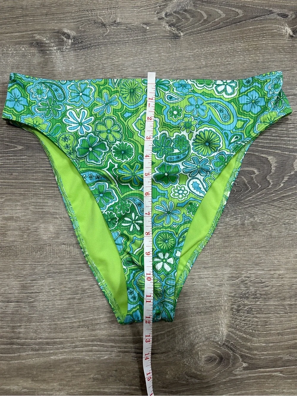 Hollister Swim Green/Blue Retro Floral Cheeky Curvy Bikini Set Large Medium